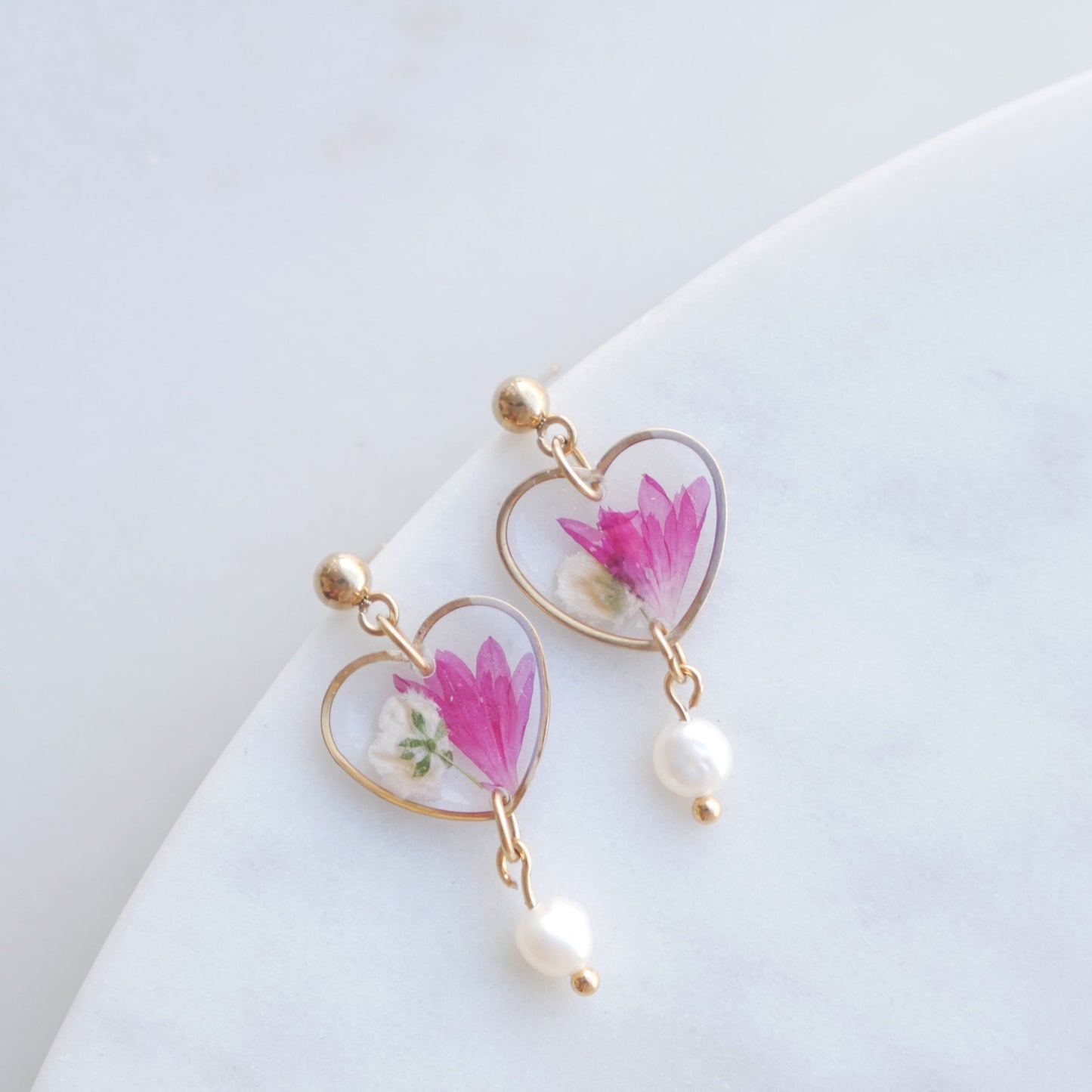 Boucles d'oreilles Lucy - Perla - coeur (medium 16mm) - Velora