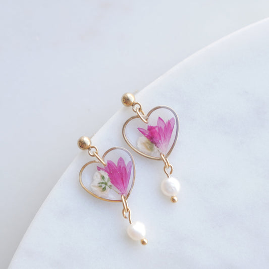 Boucles d'oreilles Lucy - Perla - coeur (medium 16mm) - Velora