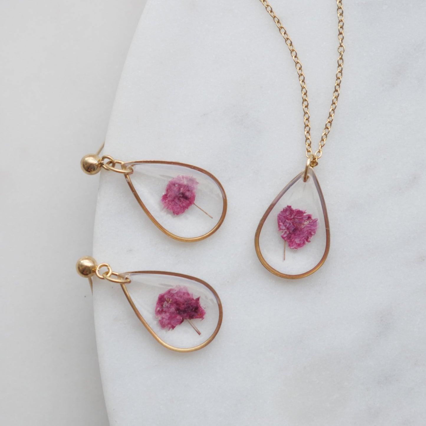 Parure Gigi fuschia - goute (moyen 16mm) - Velora