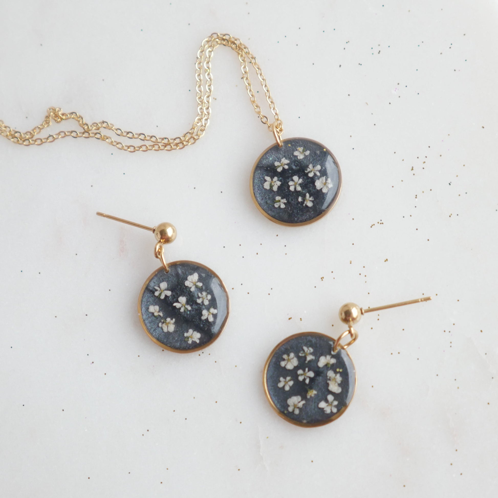 Ensemble Céleste - fleurs de carotte- rond - Velora