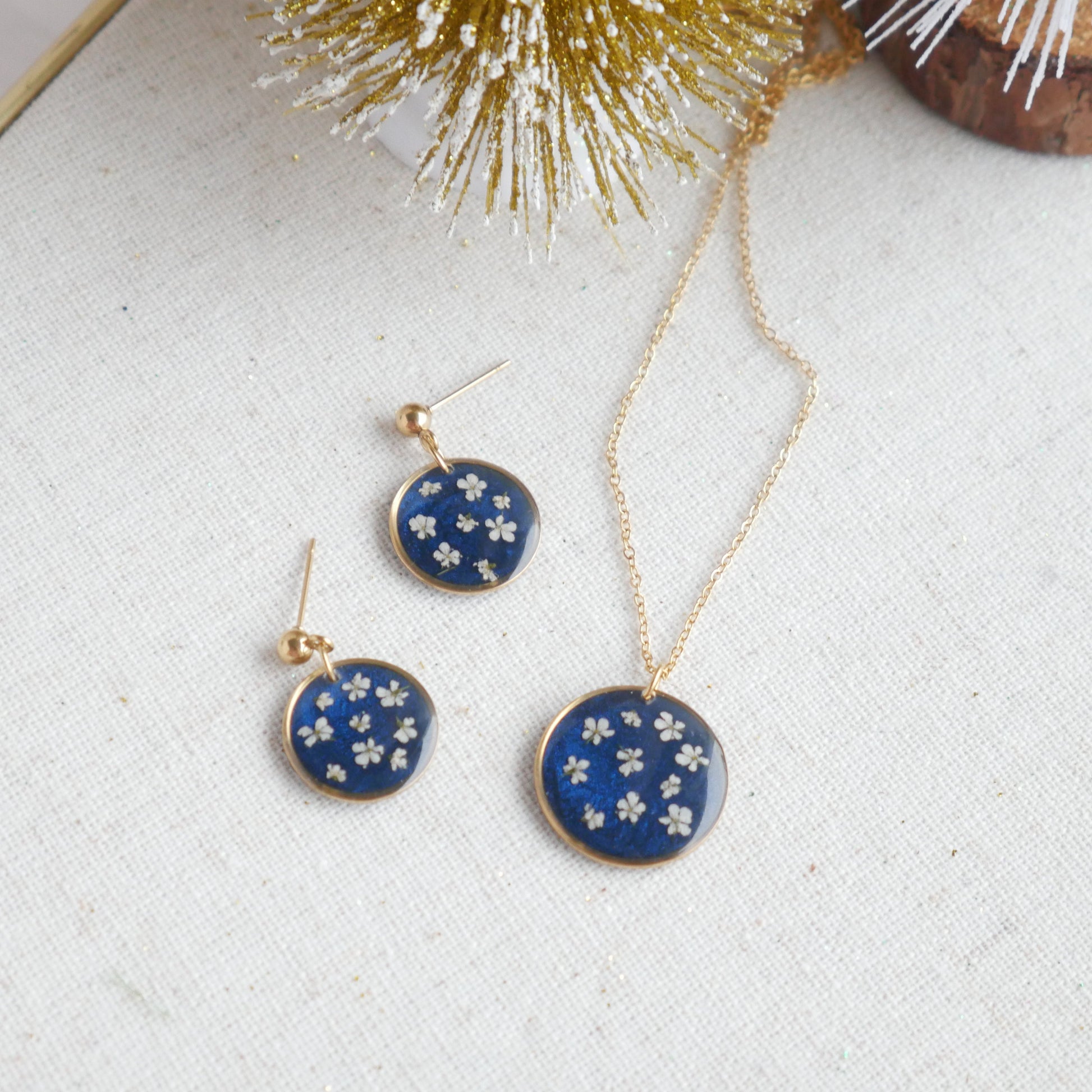 Ensemble Céleste - fleurs de carotte- rond - Velora