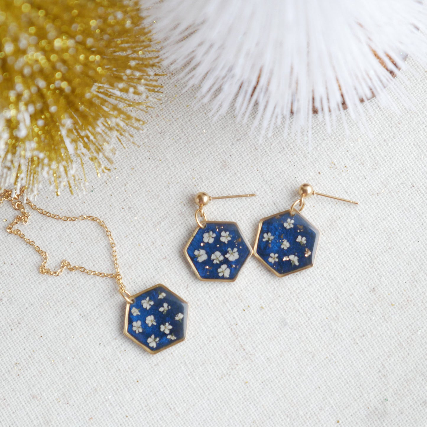 Ensemble Céleste - fleurs de carotte- hexa - Velora