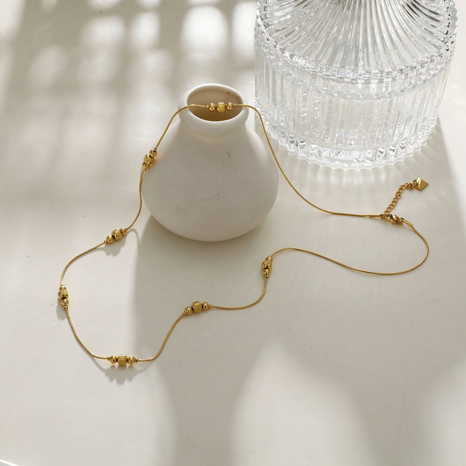 PAULINA Delicate Beaded Chain Necklace - Velora Luxury Fashion