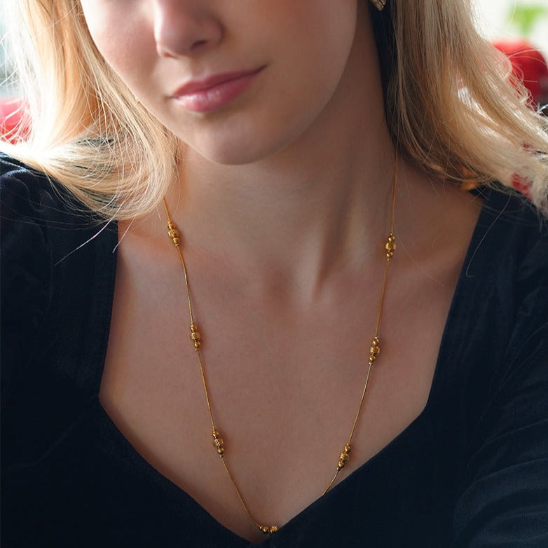 PAULINA Delicate Beaded Chain Necklace - Velora Luxury Fashion