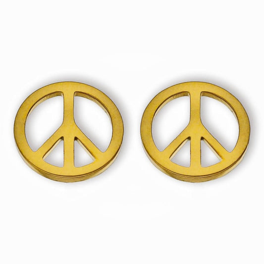 PEACE Logo Stud Earrings in Gold - Velora Luxury Fashion