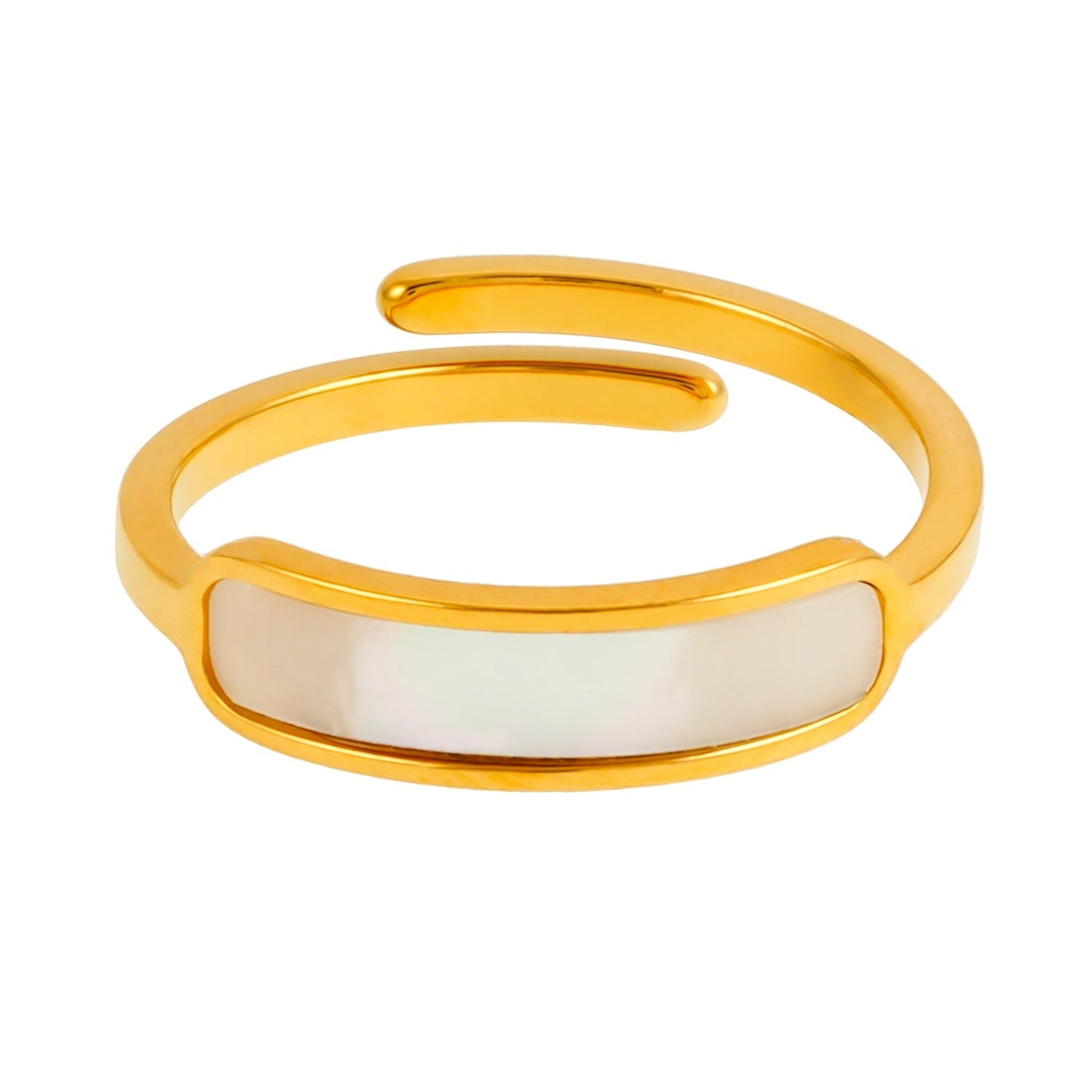 PEILLON Gold: Modern Minimalist Natural Shell Band Inset Ring - Velora Luxury Fashion