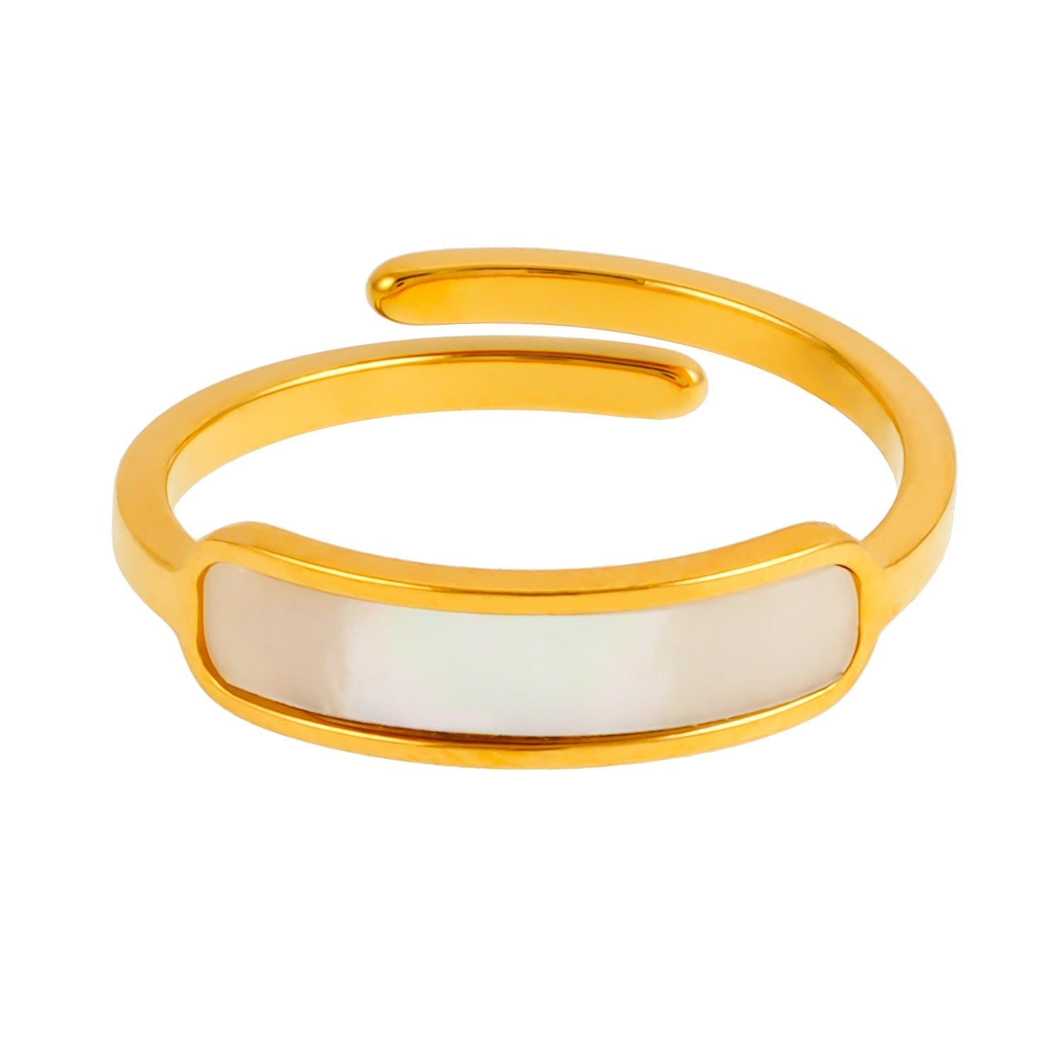 PEILLON Gold: Modern Minimalist Natural Shell Band Inset Ring - Velora Luxury Fashion