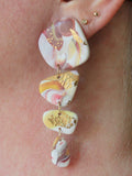 PIEDRA Earrings. White, Black, gold and grey marble swirls, Bold statement Earrings - Velora Luxury Fashion