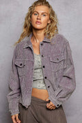 POL Button Down Corduroy Trucker Jacket - Velora Luxury Fashion
