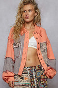 POL Button Down Patchwork Multi-Pattern Jacket - Velora Luxury Fashion
