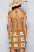 POL Crochet Halter Neck Cami and Skirt Sweater Set - Velora Luxury Fashion
