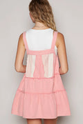 POL Lace Patchwork Detail Denim Overall Dress - Velora Luxury Fashion