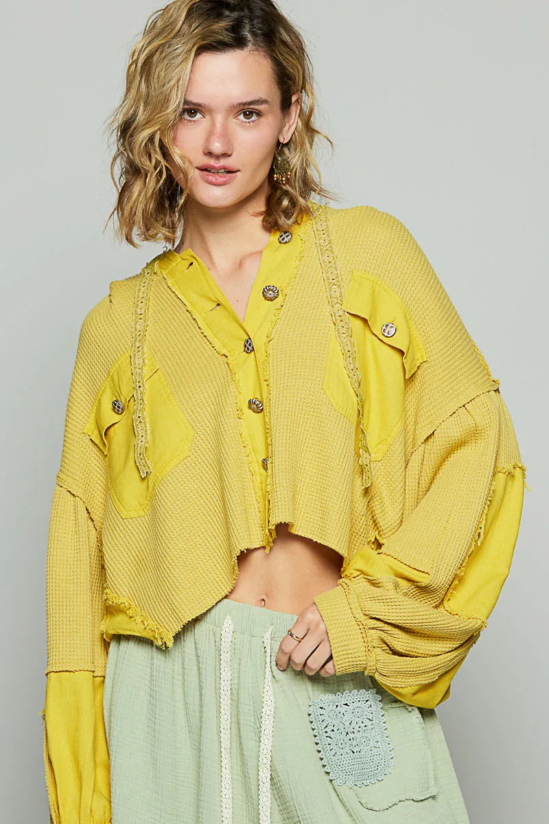 POL Raw Hem Cropped Hooded Jacket - Velora Luxury Fashion