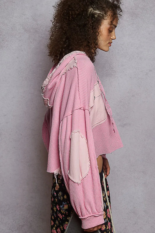 POL Raw Hem Cropped Hooded Jacket - Velora Luxury Fashion