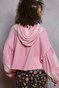 POL Raw Hem Cropped Hooded Jacket - Velora Luxury Fashion
