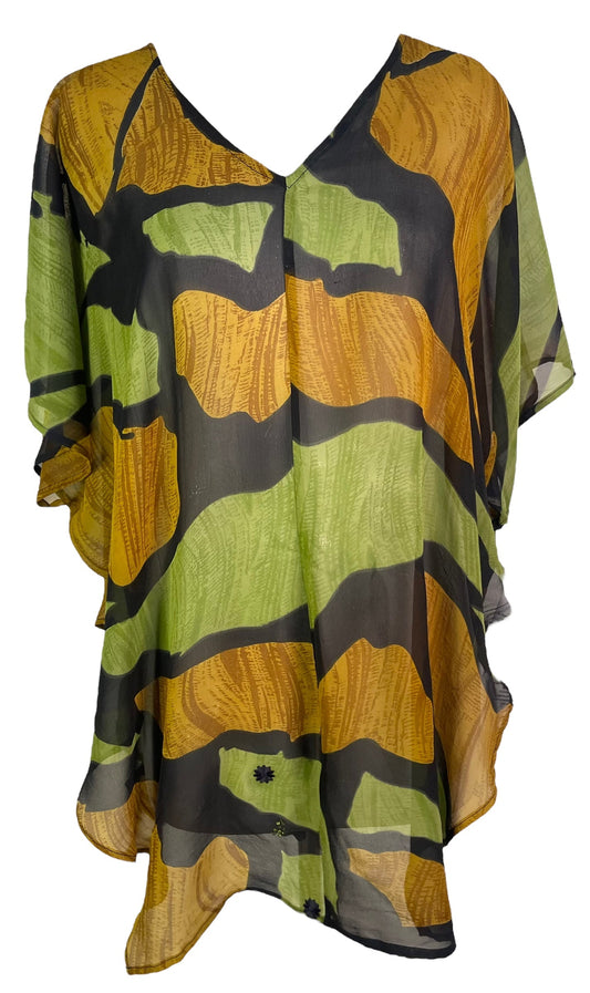 PRG6308 Sheer Avatar Pure Silk Waterfall Top - Velora