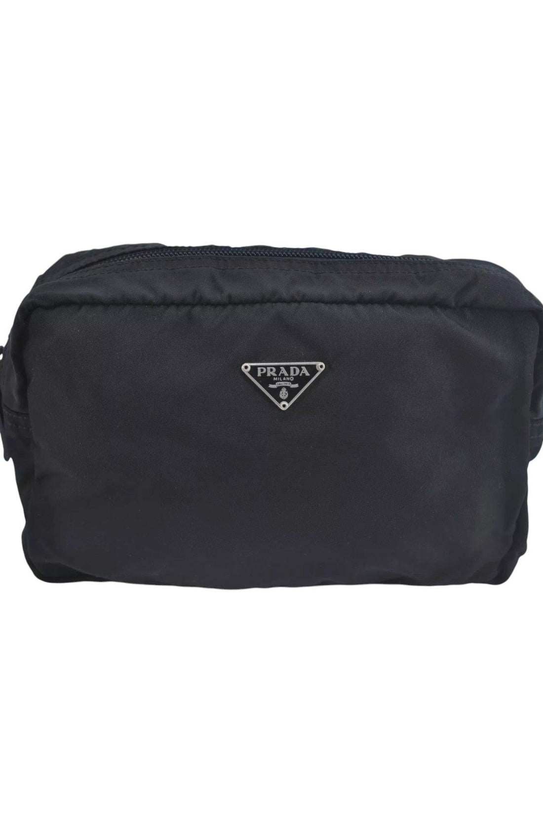 PRADA Nylon Leather Pouch Purse Black 3978K - Velora Luxury Fashion