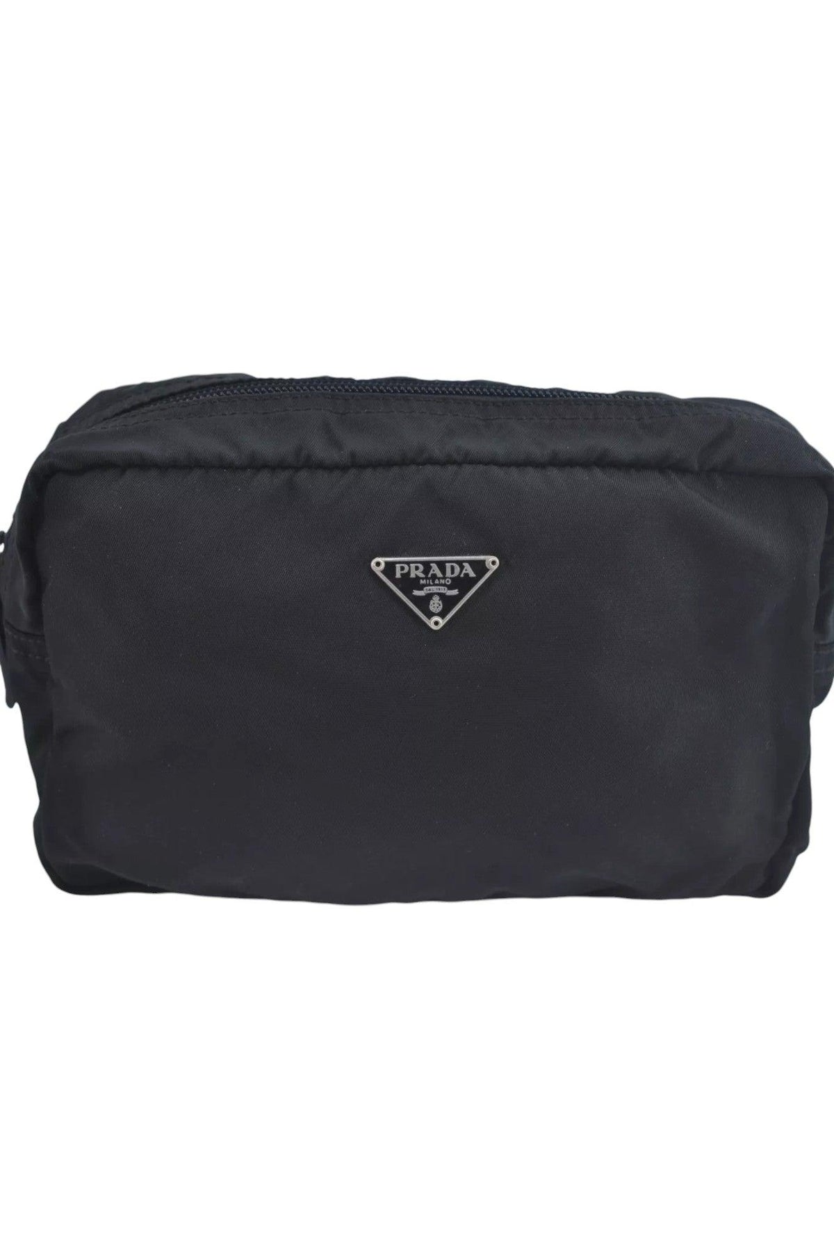 PRADA Nylon Leather Pouch Purse Black 3978K - Velora Luxury Fashion