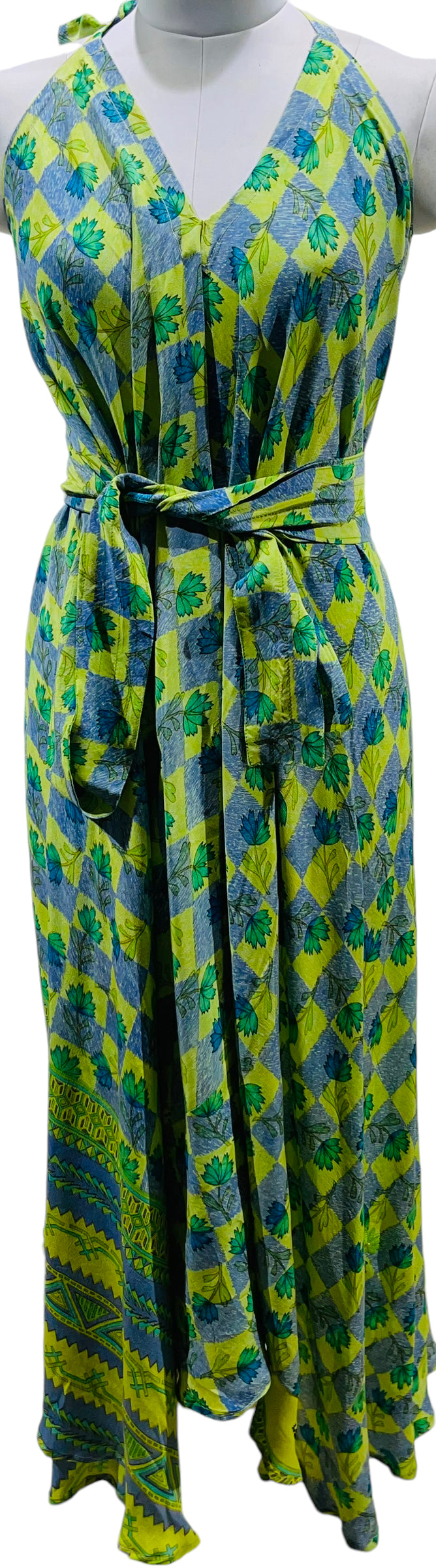 PRC5470 Avatar Pure Silk Maxi Dress with Belt - Velora Luxury Fashion