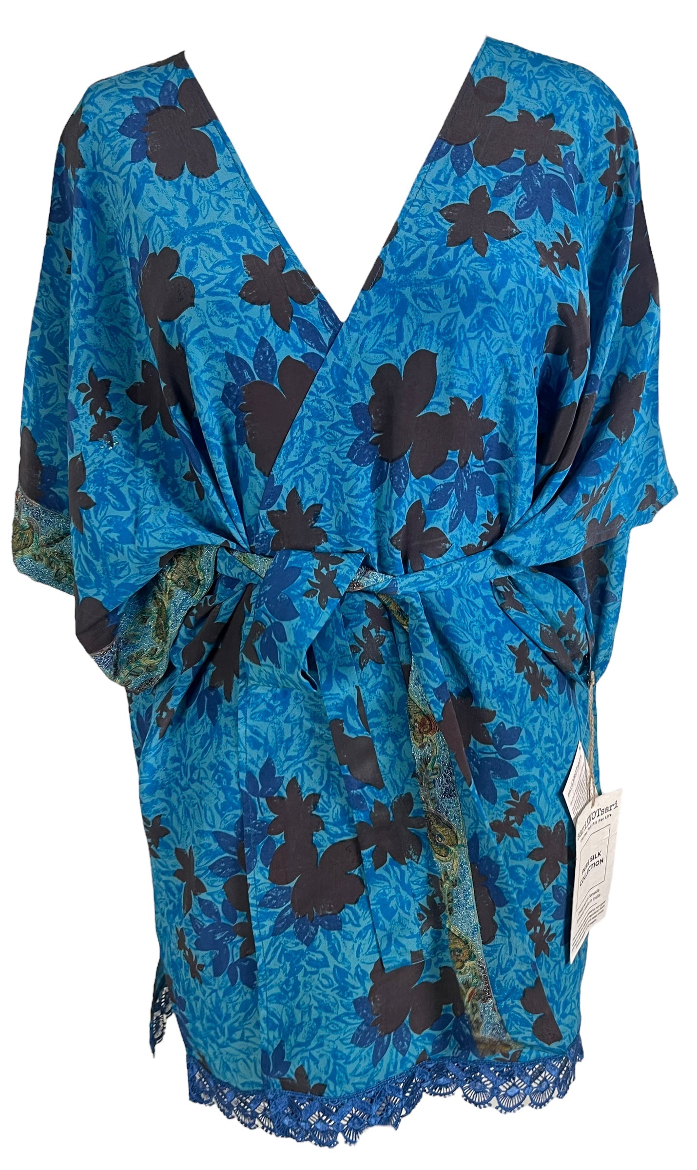 PRC5940 Avatar Pure Silk Kimono-Sleeved Jacket with Belt - Velora Luxury Fashion