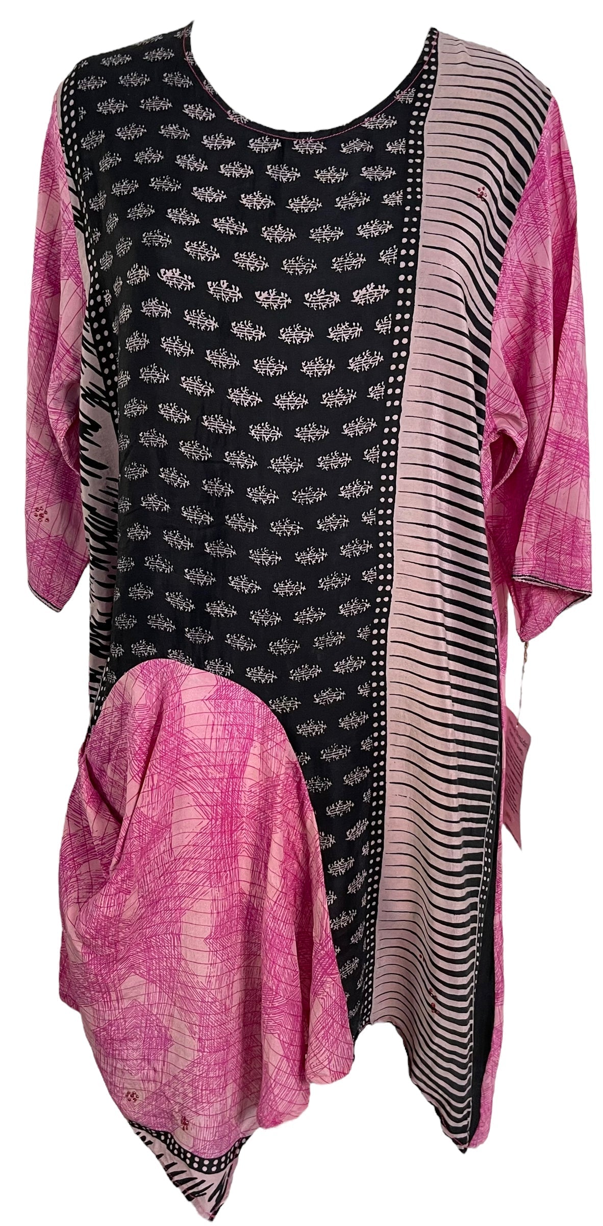 PRC6051 Avatar Pure Silk Self Pocket Tunic Dress - Velora Luxury Fashion