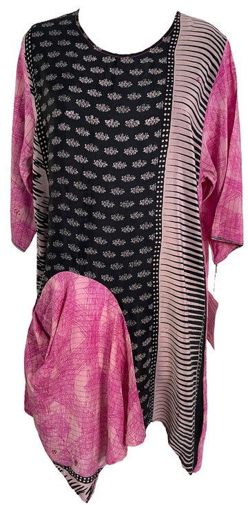 PRC6051 Avatar Pure Silk Self Pocket Tunic Dress - Velora Luxury Fashion