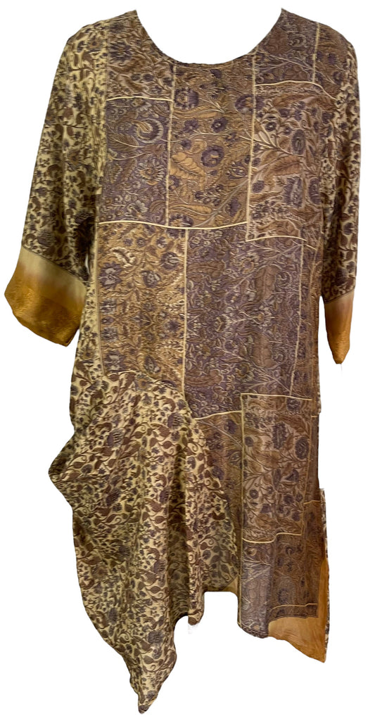 PRC6067 Avatar Pure Silk Self Pocket Tunic Dress - Velora Luxury Fashion