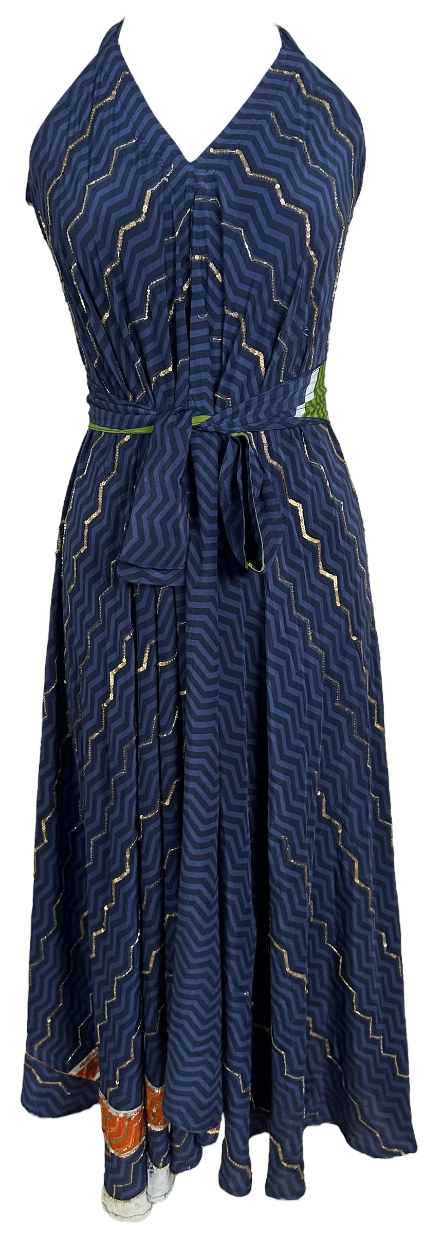 PRC6168 Avatar Pure Silk Maxi Dress with Belt - Velora Luxury Fashion