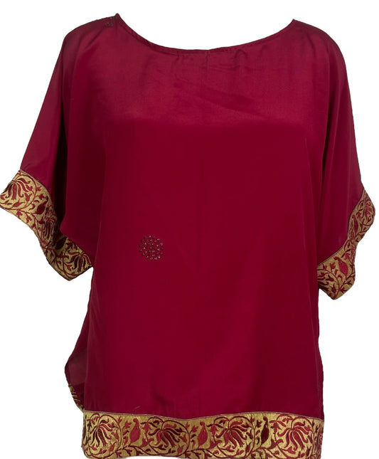 PRC6391 Avatar Pure Silk Side Slit Top - Velora Luxury Fashion