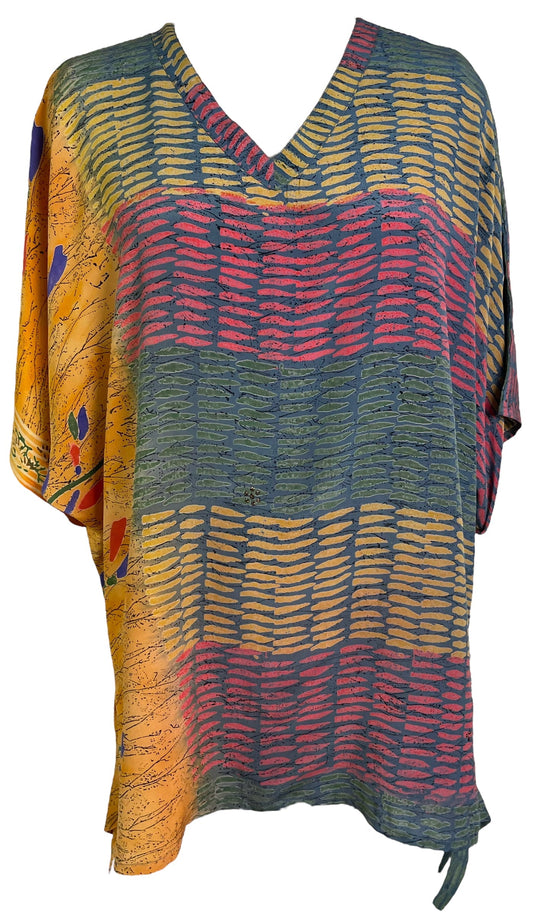 PRC6463 Avatar Pure Silk Long Tunic with Side Ties - Velora