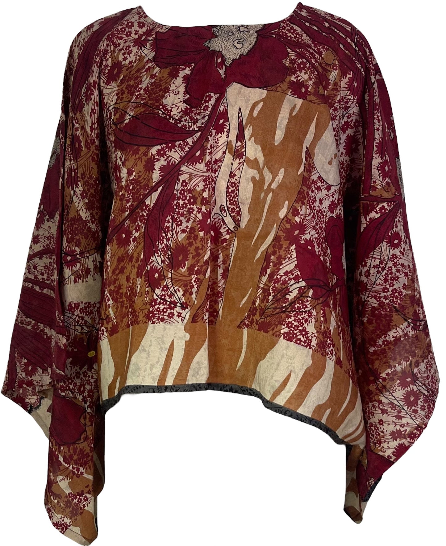 PRC6663 Avatar Pure Silk Kimono-Sleeved Top - Velora