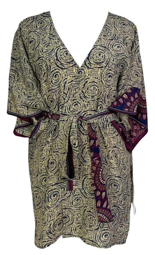 PRC6912 Avatar Pure Silk Kimono-Sleeved Jacket with Belt - Velora Luxury Fashion