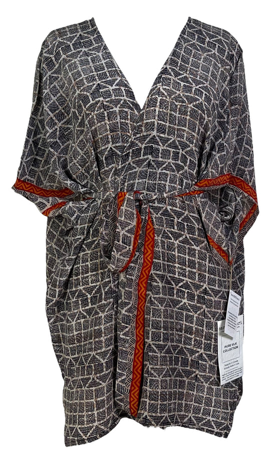 PRC6915 Avatar Pure Silk Kimono-Sleeved Jacket with Belt - Velora Luxury Fashion