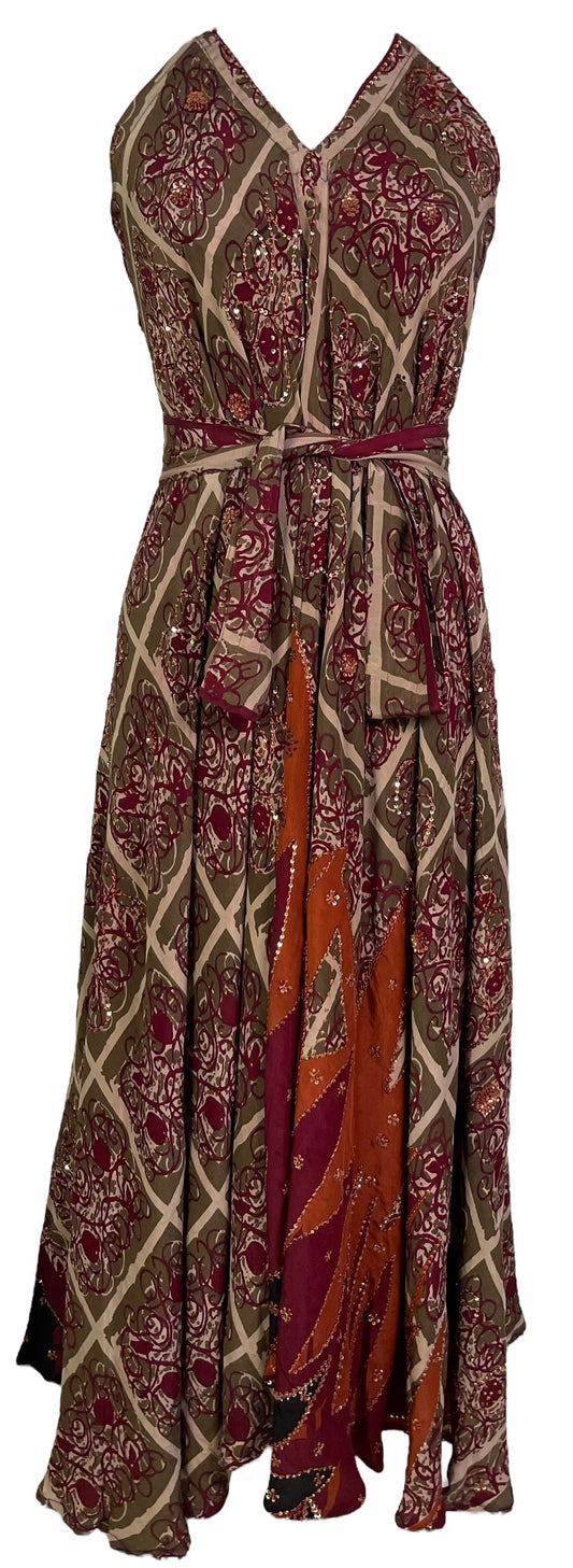 PRC7229 Avatar Pure Silk Maxi Dress with Belt - Velora Luxury Fashion