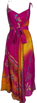 PRC7236 Avatar Pure Silk Maxi Dress with Belt - Velora Luxury Fashion