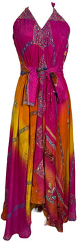 PRC7236 Avatar Pure Silk Maxi Dress with Belt - Velora Luxury Fashion