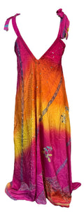 PRC7236 Avatar Pure Silk Maxi Dress with Belt - Velora Luxury Fashion