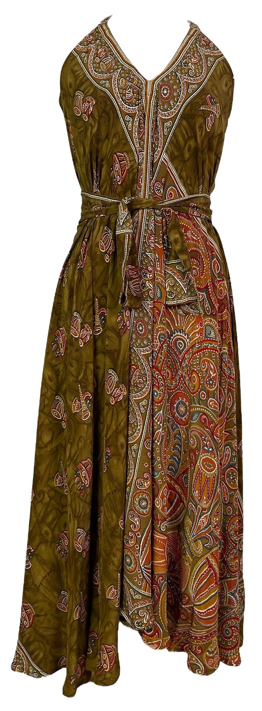 PRC7252 Avatar Pure Silk Maxi Dress with Belt - Velora Luxury Fashion