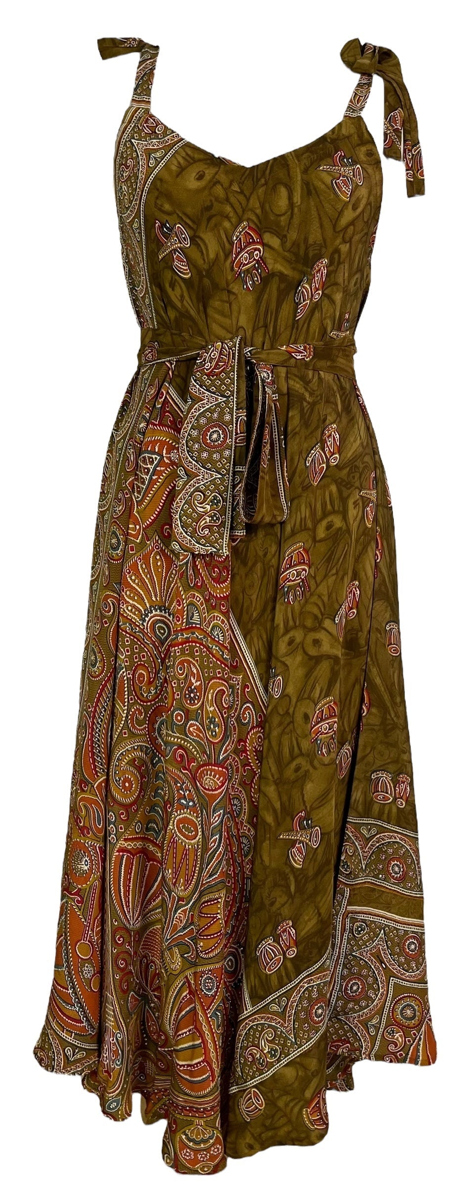 PRC7252 Avatar Pure Silk Maxi Dress with Belt - Velora Luxury Fashion