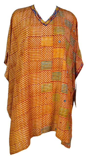PRC7303 Avatar Pure Silk Short Kaftan Tunic with Slits - Velora Luxury Fashion