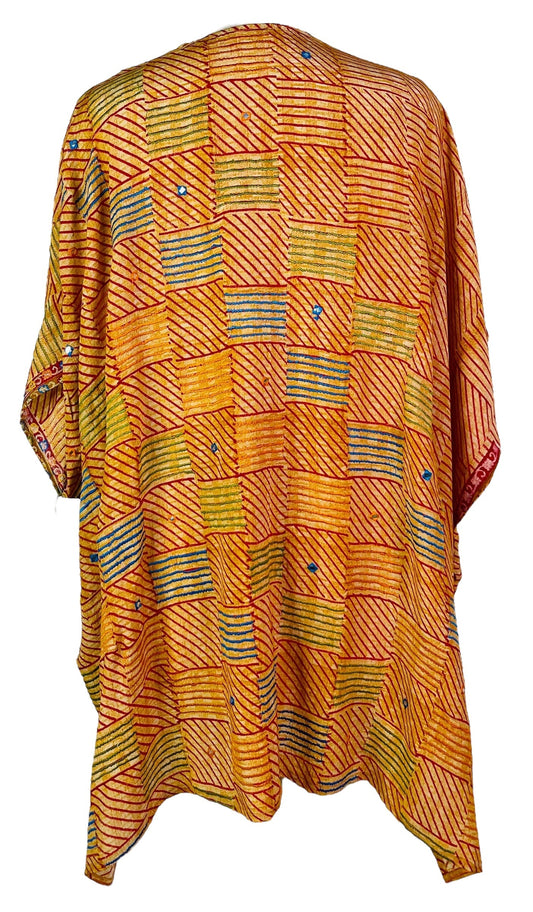 PRC7303 Avatar Pure Silk Short Kaftan Tunic with Slits - Velora