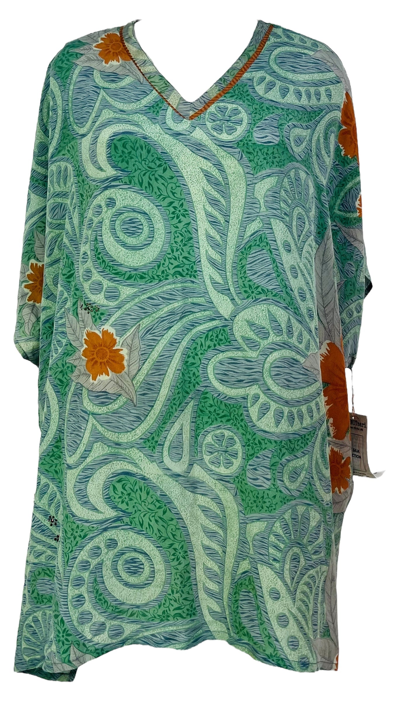 PRC7473 Avatar Pure Silk Short Kaftan Tunic with Slits - Velora Luxury Fashion