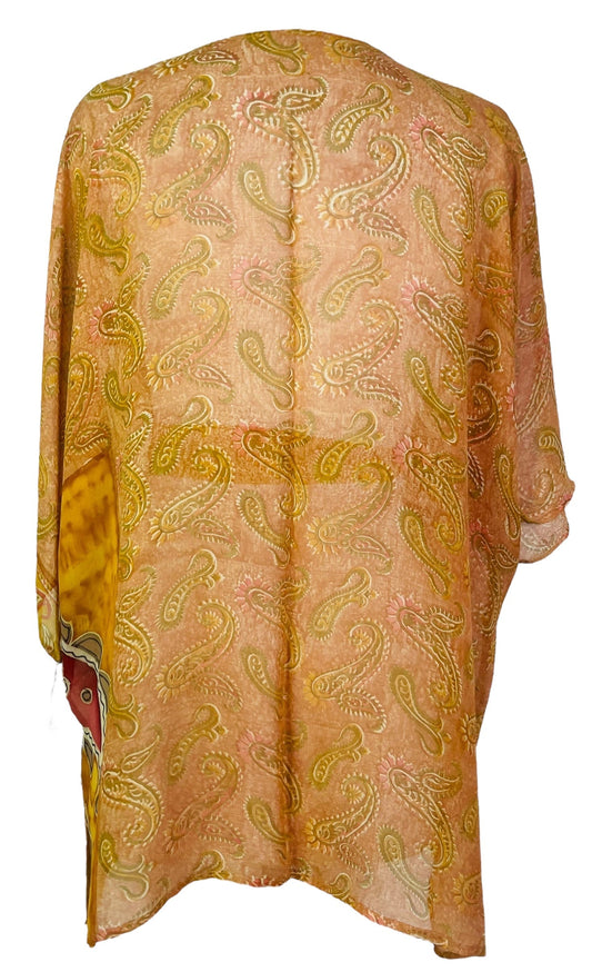 PRC7488 Avatar Pure Silk Kimono-Sleeved Jacket with Belt - Velora Luxury Fashion
