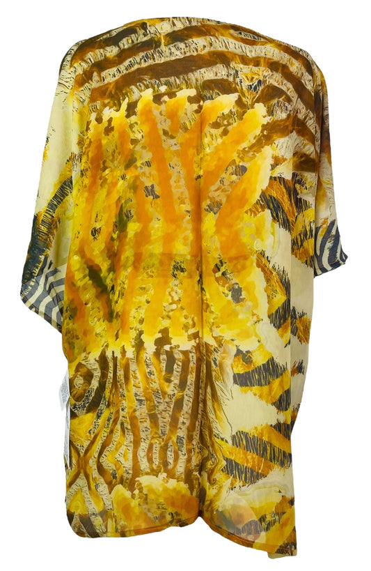 PRC7495 Avatar Pure Silk Kimono-Sleeved Jacket with Belt - Velora