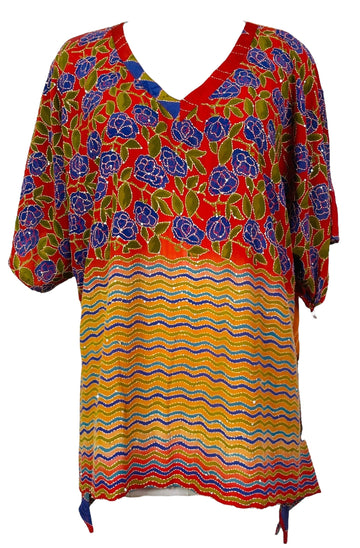 PRC7613 Avatar Pure Silk Long Tunic with Side Ties - Velora Luxury Fashion