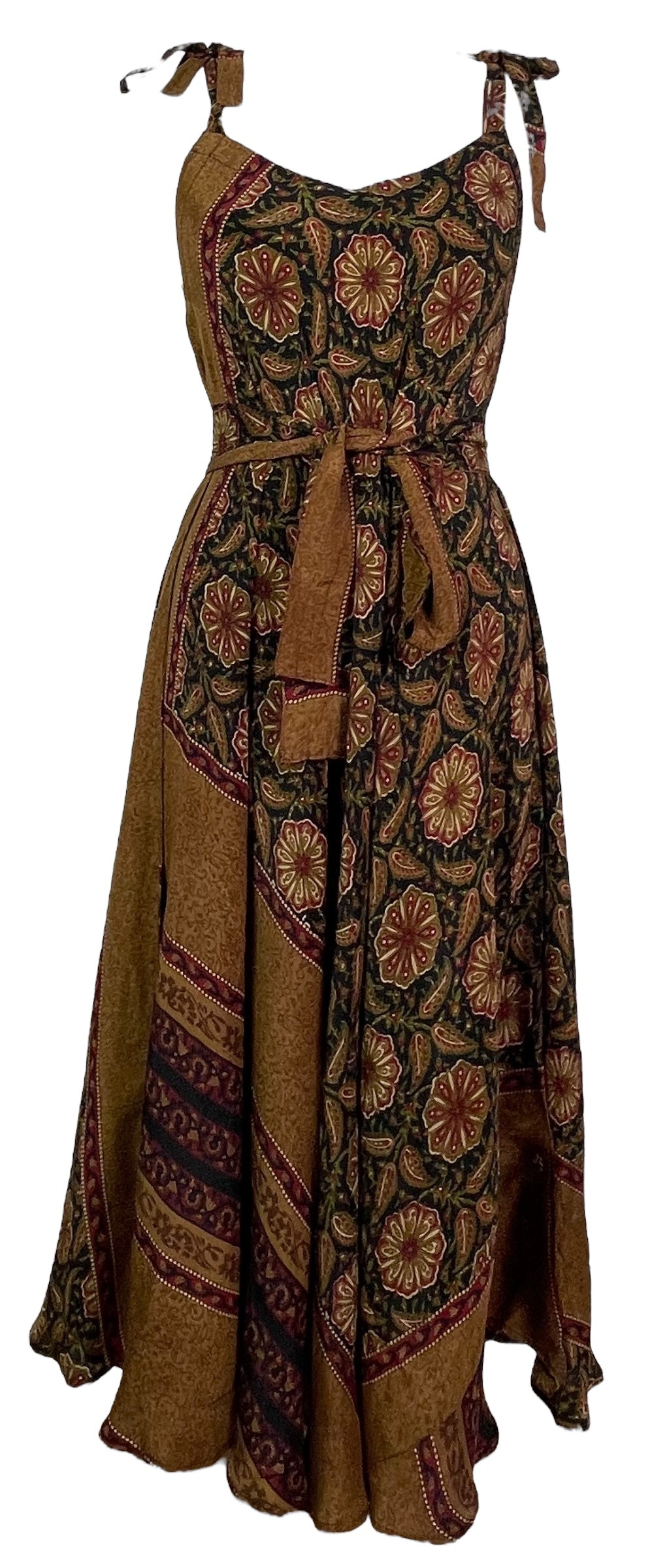 PRC7668 Avatar Pure Silk Maxi Dress with Belt - Velora Luxury Fashion