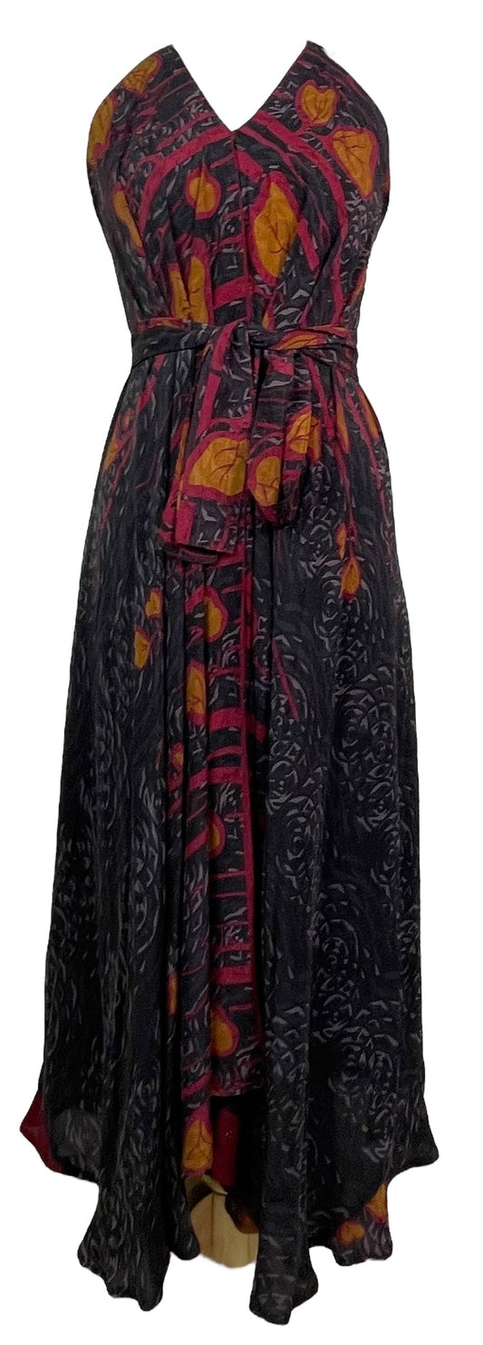 PRC7669 Avatar Pure Silk Maxi Dress with Belt - Velora Luxury Fashion