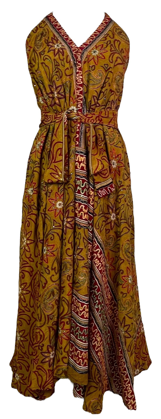 PRC7679 Avatar Pure Silk Maxi Dress with Belt - Velora Luxury Fashion