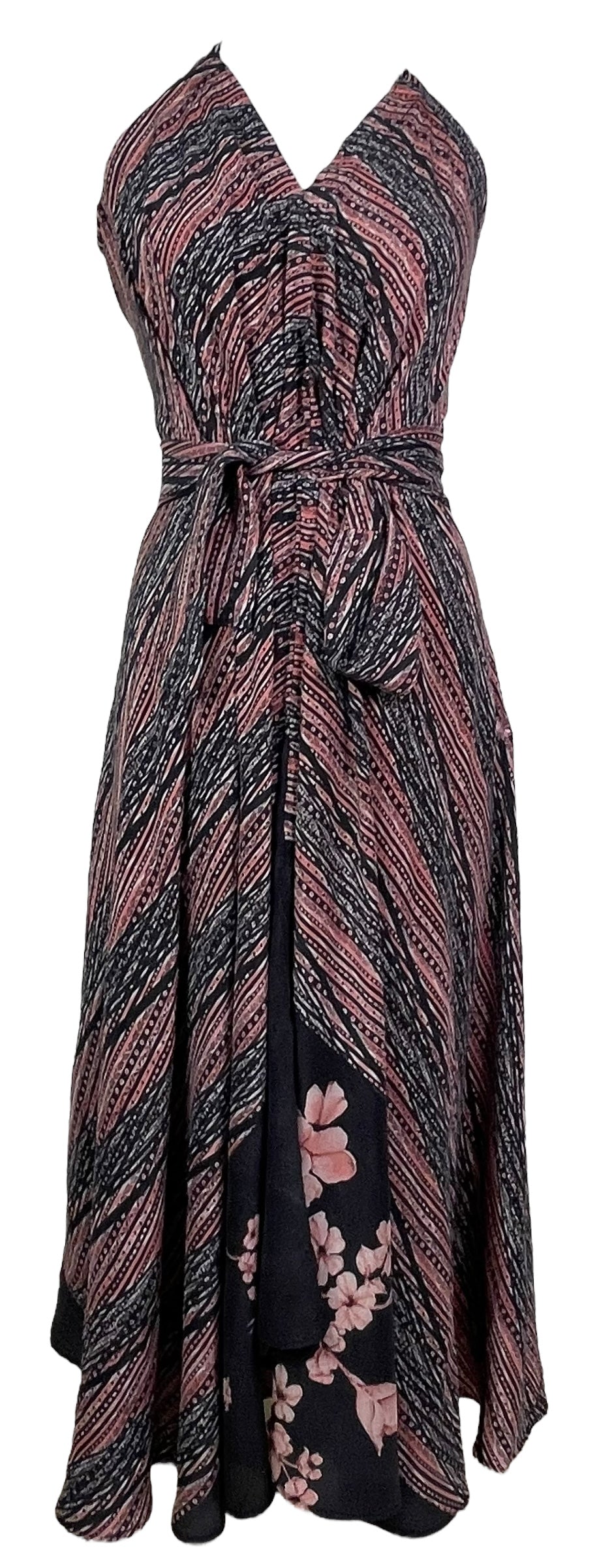 PRC7681 Avatar Pure Silk Maxi Dress with Belt - Velora Luxury Fashion