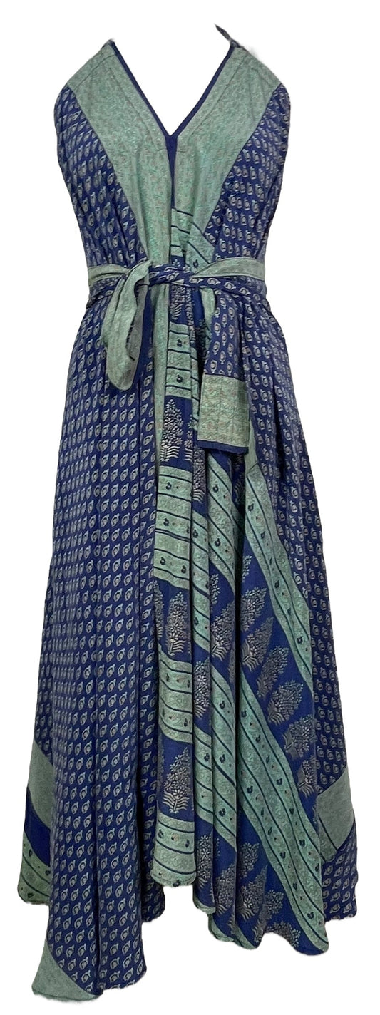 PRC7687 Avatar Pure Silk Maxi Dress with Belt - Velora